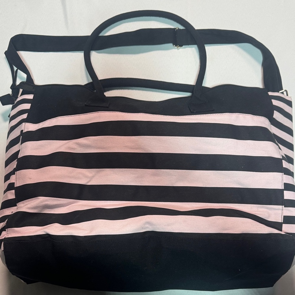 Vintage Victoria's Secret Pink and Black Striped Tote 2016 - Picture 2 of 8